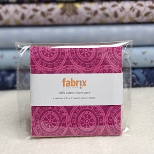 100% Cotton Charm Pack, 45 x 5&#39;&#39; Squares, &#39;Pinks&#39; Fabric, Quilting. Patchwork, Stash