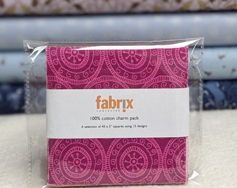 Charm Pack, 45 x 5'' Squares, 'Pinks' Fabric, Quilting. Patchwork, Stash