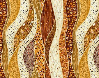 Klimt-Style Quilt Baumwolle, Andover Goldene Wellen,