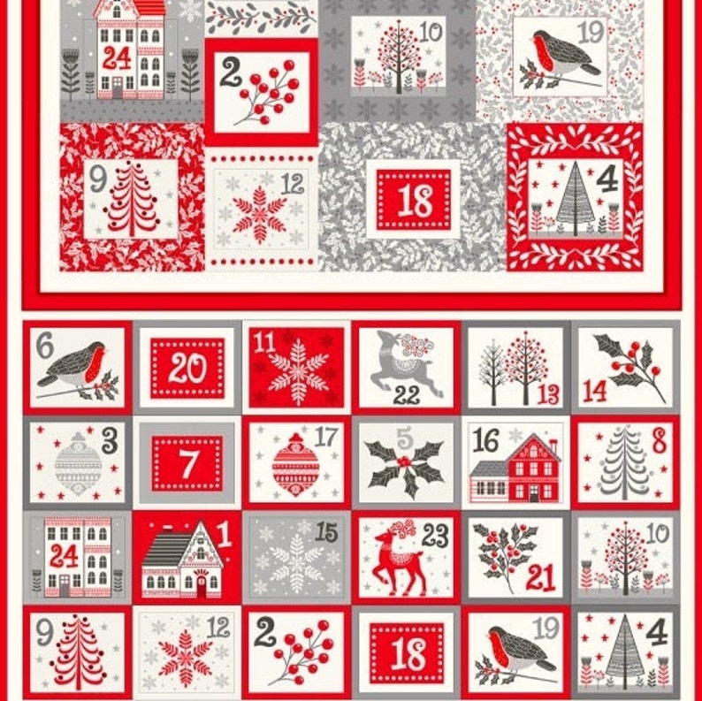 Fabric Advent Calendar Panel Scandi 223 Makower 100% Etsy Fabric Advent Calendar Panel Scandi 223 Makower 100% Etsy