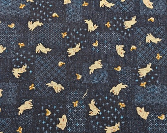 Tissu japonais lapin, impression sashiko, 100 % coton