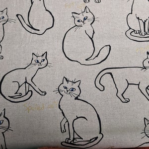 Japanese fabric, Cats with Gold Highlights, Quilting, Patchwork, Cotton & Linen, Cat, Animals