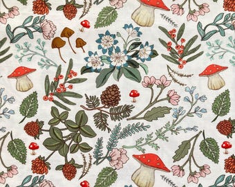 Belle & Boo, Midnight Forest, Pilze Floral, 100% Quilting Baumwolle