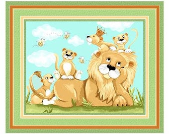 Lyon der Löwe Stoffpanel, Susybee Spielmatte, Baby Quilt (90 x 112cm)