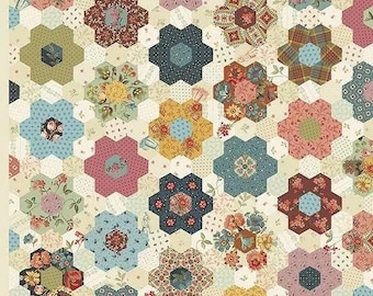 Hexagon Patchwork Print, English Paper Piecing Style, Quilting Fabric