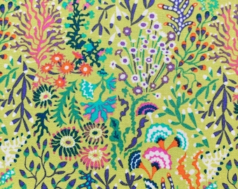 Sally Kelly, Atlantis, Seaweed, 53338-5, Chartreuse, 100% Quilting Baumwolle, Stoff