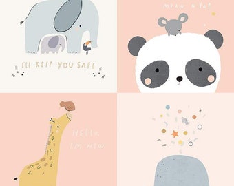 Little Things Baby Tiere Quilt Panel, Riley Blake Stoff (90x112cm)