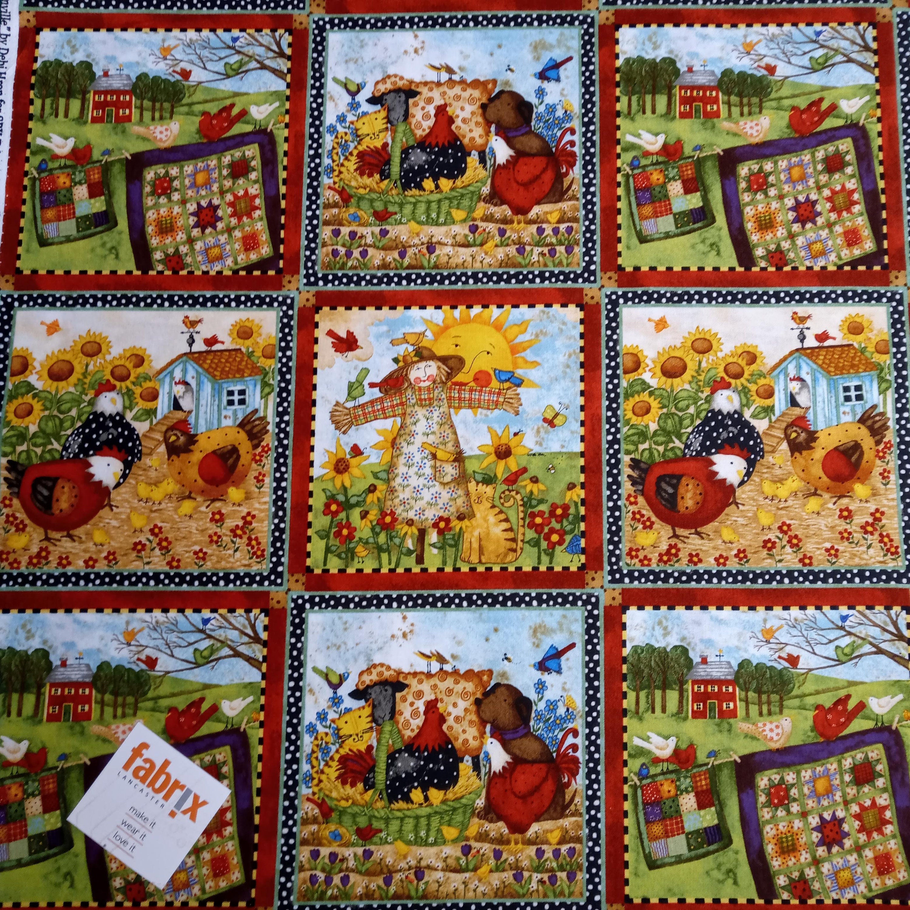 Fabric Panel 30 x 110 cms Farmville Debi Hron for SPX Etsy