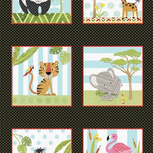 Fabric Panel 60 x 112cms, At the Zoo Fabric Panel & Coordinating Fabrics, Baby Quilt, Studio E, Nicola Mason, Panda