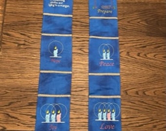 Embroidered Priest Stole - Custom Clergy Gift, Advent Colors