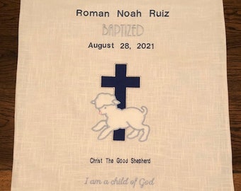 Custom Embroidered Baptism Banner with Lamb & Cross