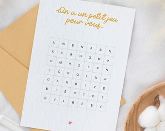 Carte annonce grossesse | carte annonce bébé | carte annonce grossesse originale | mot cachés | Carte mots cachés