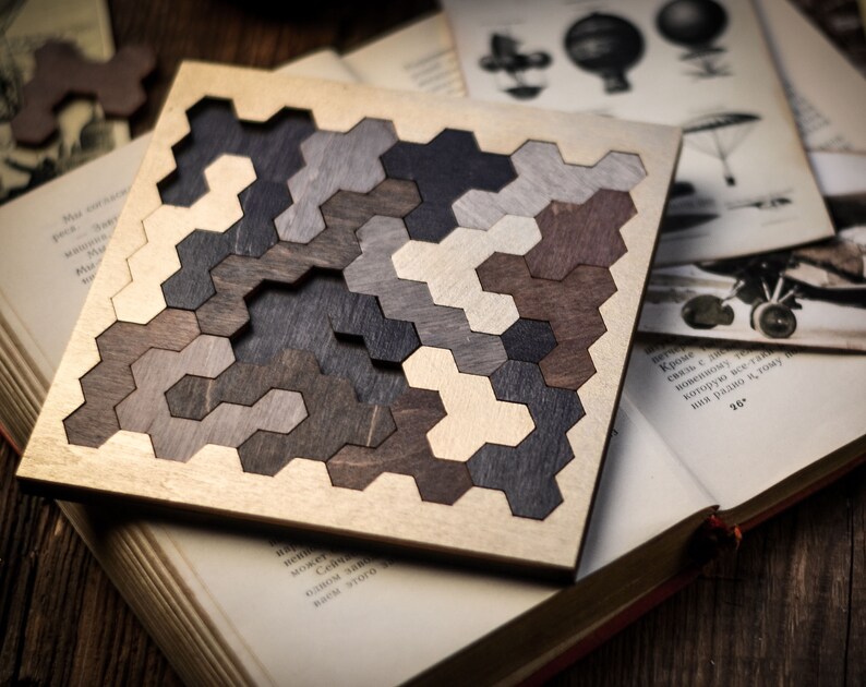 Puzzle Jigsaw Brain teaser puzzles Wooden Fractal Etsy