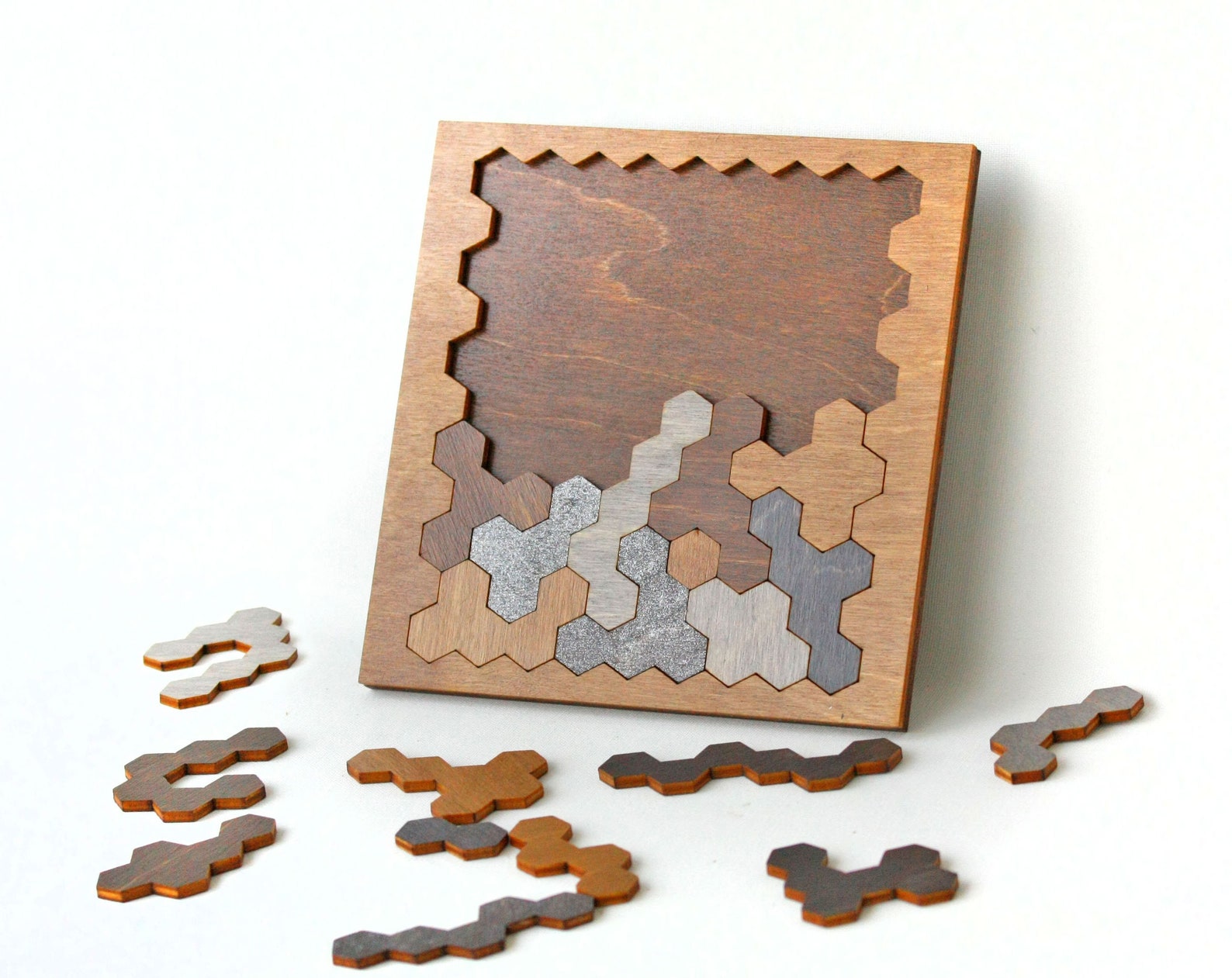Puzzle Jigsaw Brain teaser puzzles Wooden Fractal Etsy