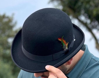 Bombetta Nera In Feltro - Cappello Vittoriano Unisex Per Costumi E Stile Vintage