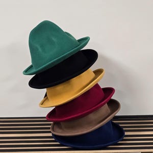 Handcrafted Oversized Wool Felt Hat Pharrell Hat :Tall Crown, Crushable, Water Resistant