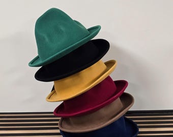 Sombrero Pharrell de fieltro de lana extragrande hecho a mano: copa alta, plegable, resistente al agua.