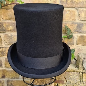 Personnalisez votre chapeau haut de forme majestueux en feutre de laine et tuyau de poêle haut de forme victorien avec initiales Chapeau classique noir marron 20 cm avec fer à repasser personnalisé