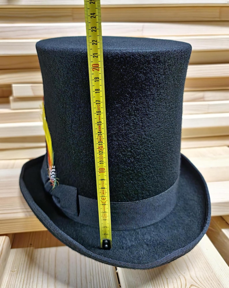 Majes Branding Irontic Tall Top Hat Victorian top hat with Name or Initials – Classic 20cm Black and Brown Hat with Custom