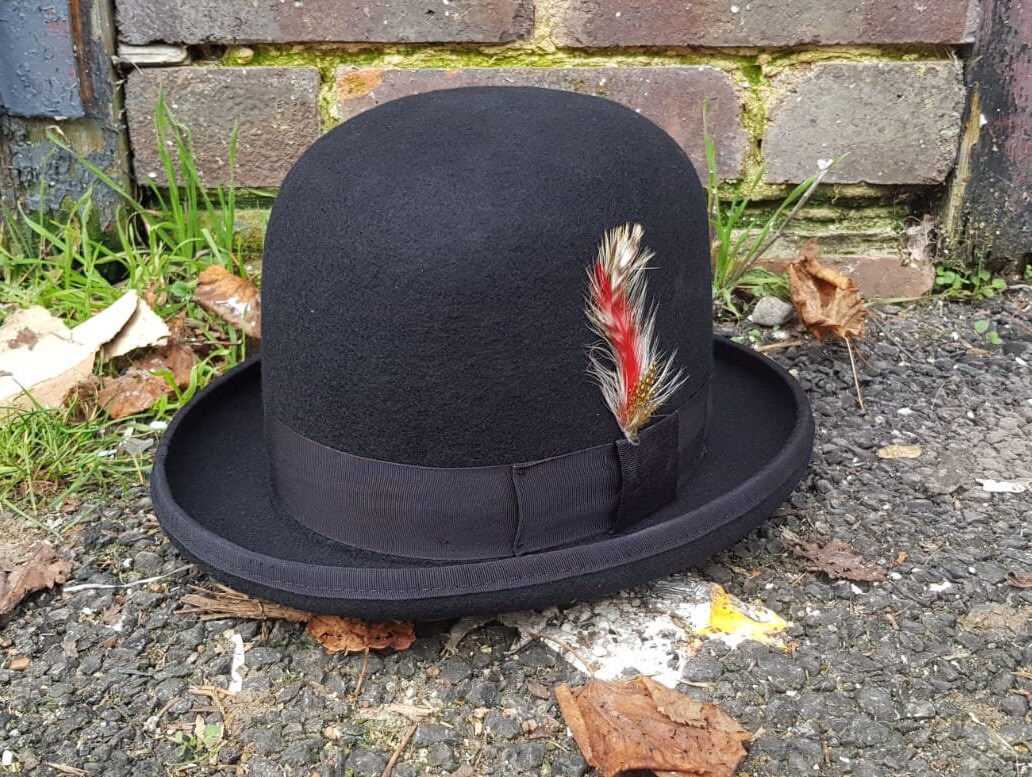 Tall Bowler hat Oversized Tall Bowler Hat Black Unisex Wool Etsy