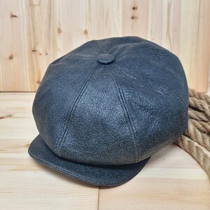 Newsboy Cap Handcrafted Sheepskin Leather 100%Genuine  Peaky Blinder Eight-Panel design, Iron Branding, Baker Boy Spitfire Hat