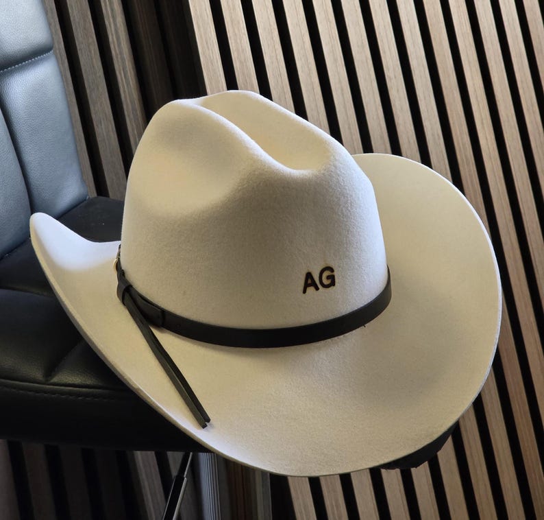 Cattleman Wool Cowboy Hat Western Classic Aussie Style Wide Brim Hat 100% Wool Personalized with Branding Iro , Stiff Wide Brim