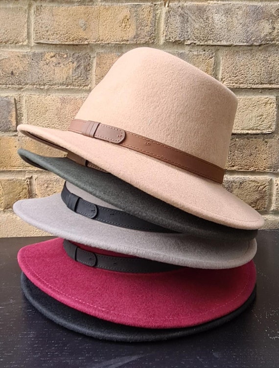 Crushable Wool Felt Fedora: Handmade Classic Hat With  display picture 1