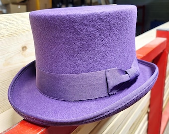 Handcrafted Wool Felt Top Hat: Victorian Wedding Party Accessory (Custom Branding)