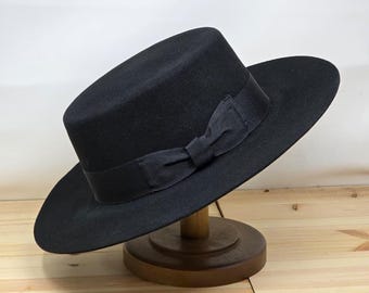 Chapeau boléro personnalisé en feutre de laine : style western à large bord