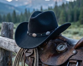 Crushable Wool Felt Cowboy Hat: Water Repellent Gambler Hat with Buckle Band