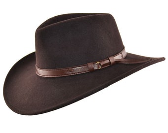 Handgemaakte crushable 100% wol vilten cowboy hoed met lederen band cowboy hoed. Mannen Vrouwen. Western Cowboy hoed. Grote brede rand.