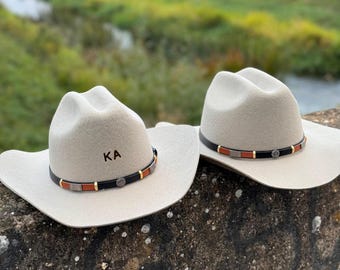 Personalisierbarer klassischer Cattleman Cowboyhut aus Wolle mit breiter Krempe in 5 Farben