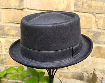 Personalized Cotton Pork Pie Hat: Handmade Leather Look, Water-Resistant