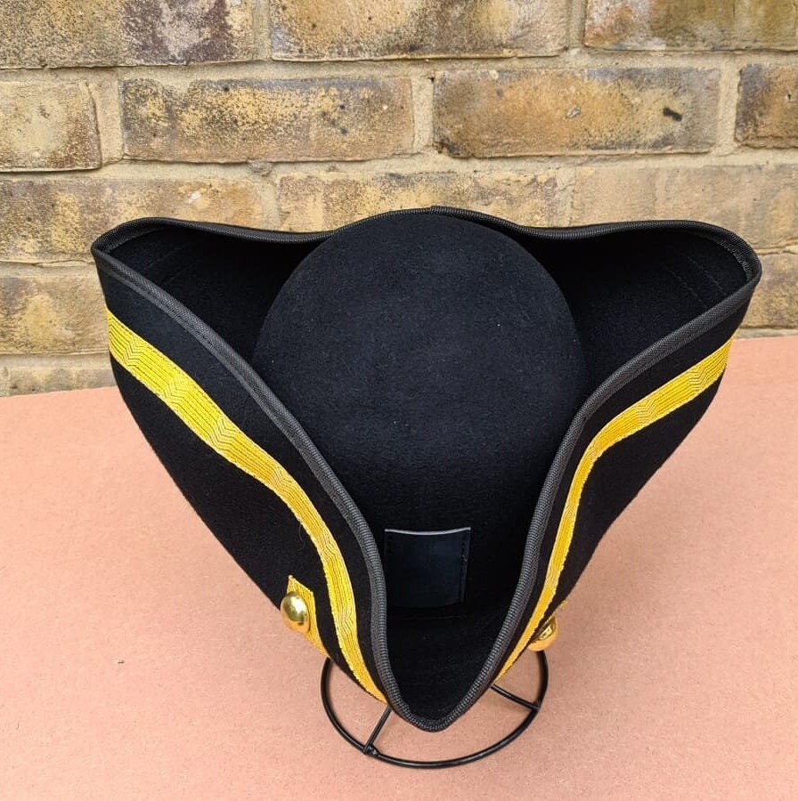 Handcrafted Wool Felt Tricorn Hat: Pirate or Captain Costume  display picture 1