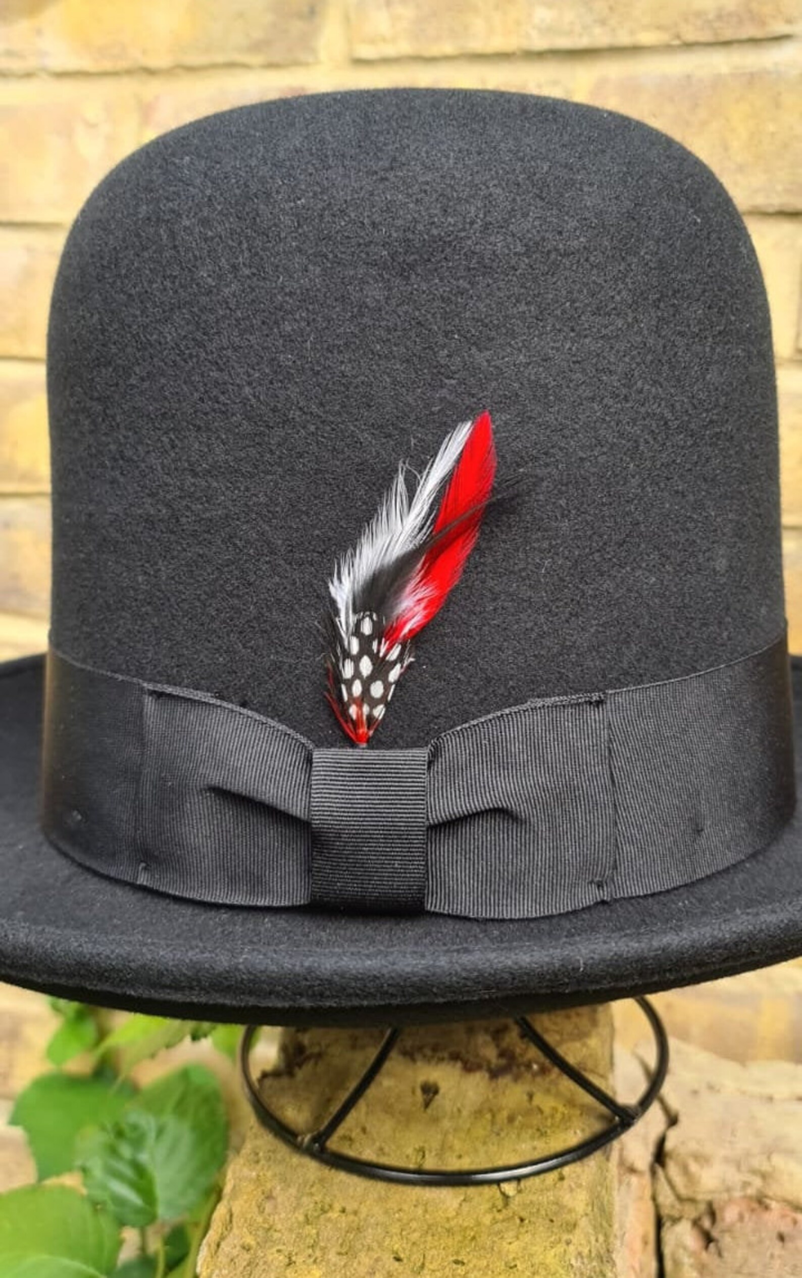 Tall Bowler Feather Hat Men Women Very Tall Top Hat 100 Etsy