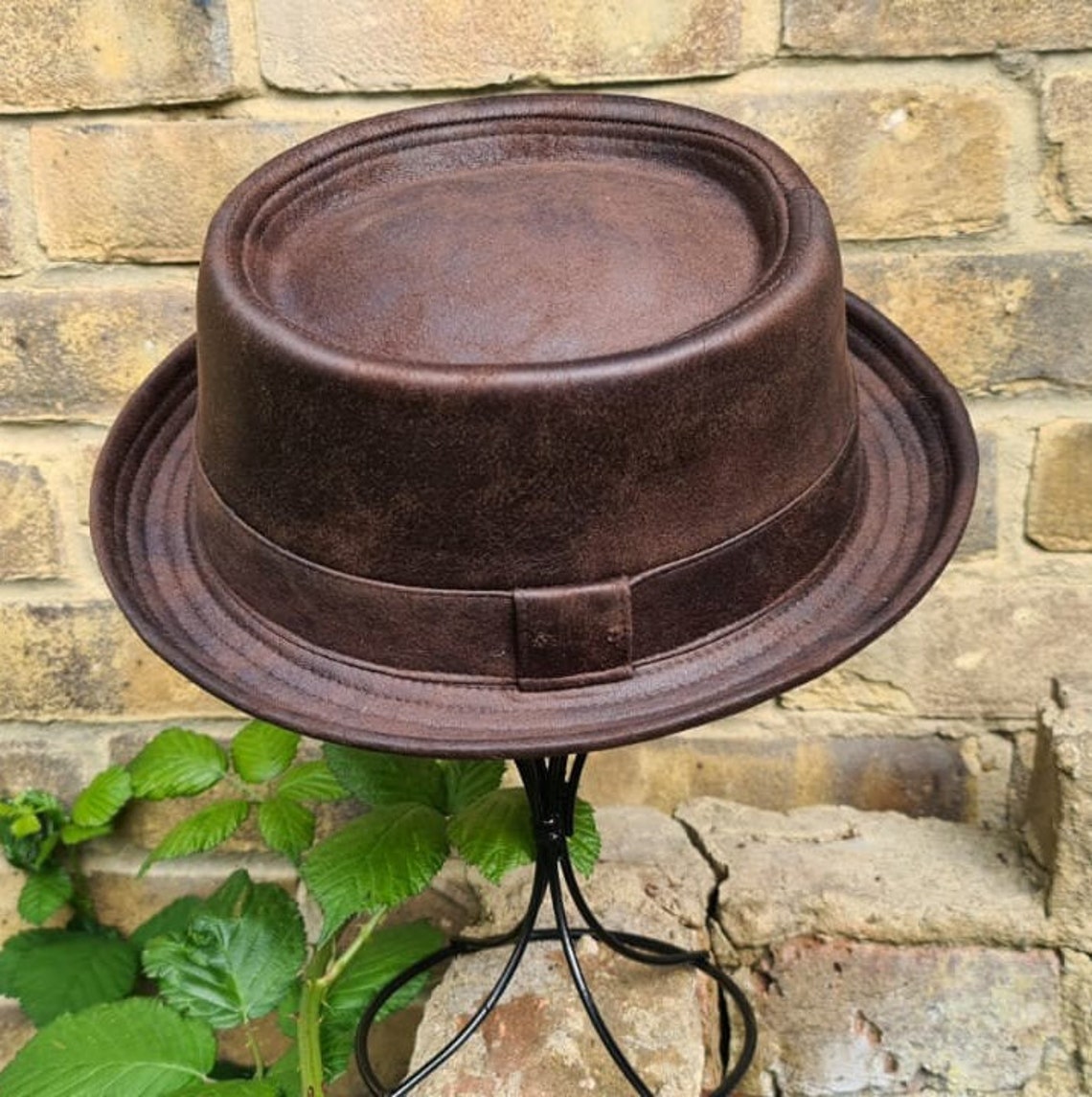 Pork Pie Hat Unisex Vintage Leather Look Pork Pie Hat Men - Etsy UK