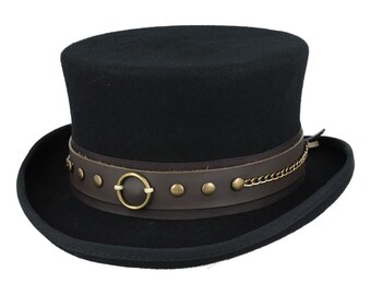 Deluxe Authentic Victorian Top Hat Adult Brown Suede Look main image 0