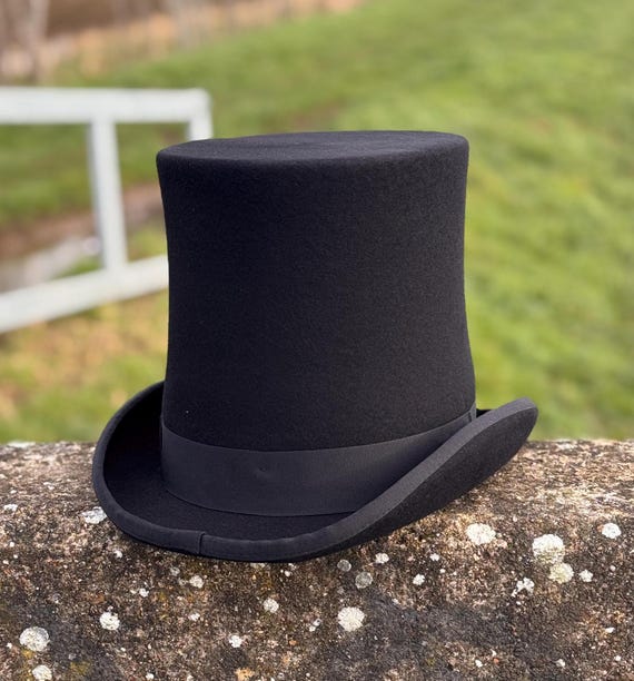 Cotswold Country Hats Black Wool Felt Top Hat – Satin Lined, Traditional 5½