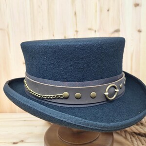 Dead Man Top Hat short top hat 00% wool Gothic Dressage Steampunk Top Hat wedding hat luxurious wool felt hat branding iron