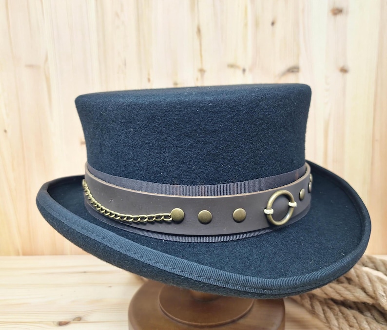 Dead Man Top Hat short top hat 00% wool Gothic Dressage Steampunk Top Hat wedding hat luxurious wool felt hat branding iron