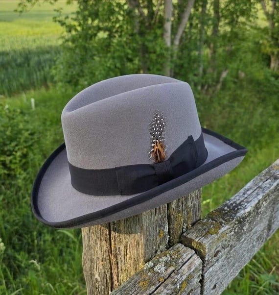 Handcrafted Wool Homburg Hat | Classic Churchill Style Feathered