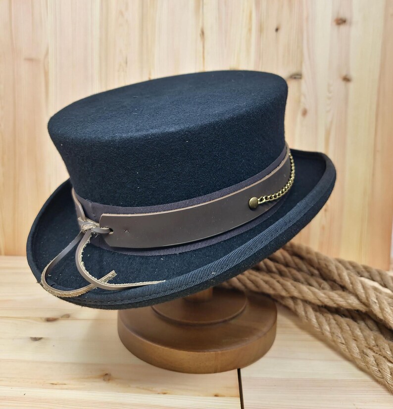 Dead Man Top Hat short top hat 00% wool Gothic Dressage Steampunk Top Hat wedding hat luxurious wool felt hat branding iron