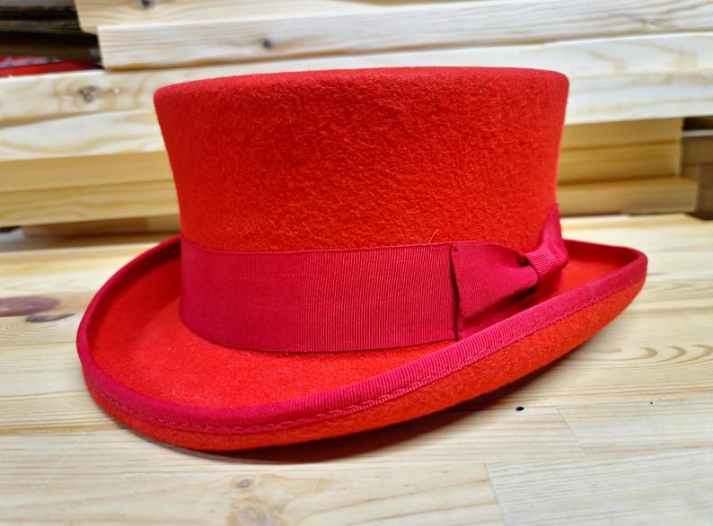 Dead Man Top Hat short top 10cm tall Mid-Crown Ascot Victorian Steampunk wedding hat luxurious wool felt hat, branding iron