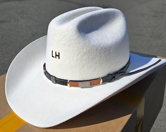 Sombrero vaquero personalizado estilo Cattleman – 100% lana, estilo western, ala ancha