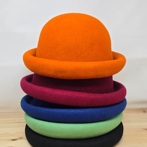 Personalized Wool Felt Cloche Hat: Custom Initial Bowler