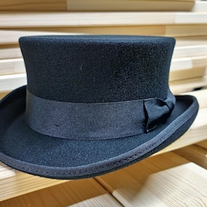 Dead Man Top Hat short top hat Mid-Crown Ascot Victorian Steampunk wedding hat luxurious wool felt Quality