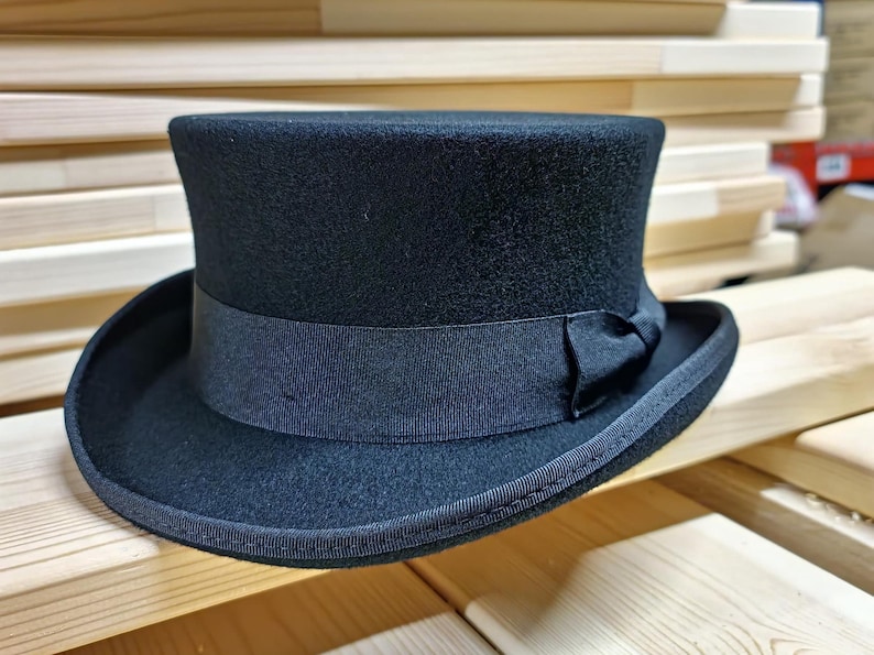 Dead Man Top Hat short top hat Mid-Crown Ascot Victorian Steampunk wedding hat luxurious wool felt Quality