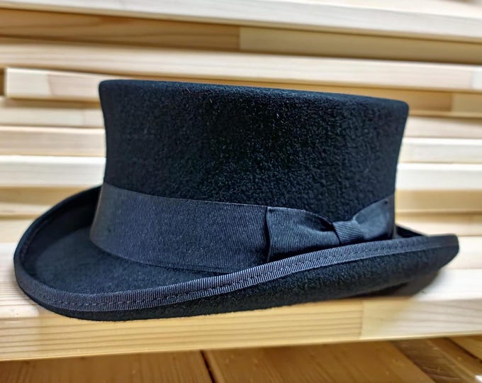 Wool Felt Top Hat: Steampunk Victorian Wedding Hat with Branding Iron