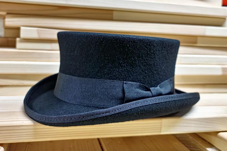 Dead Man Top Hat short top hat Mid-Crown Ascot Victorian Steampunk wedding hat luxurious wool felt Quality