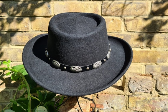 Wool Felt Gambler Hat With Buckle Band 